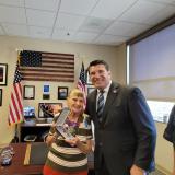 PFC Hodgson widow Carolyn with Rep. Obernolte at Purple Heart presentation