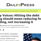 Victorville Daily Press headline: Valley Voices: Hitting the debt ceiling should mean reducing federal spending, not increasing it
